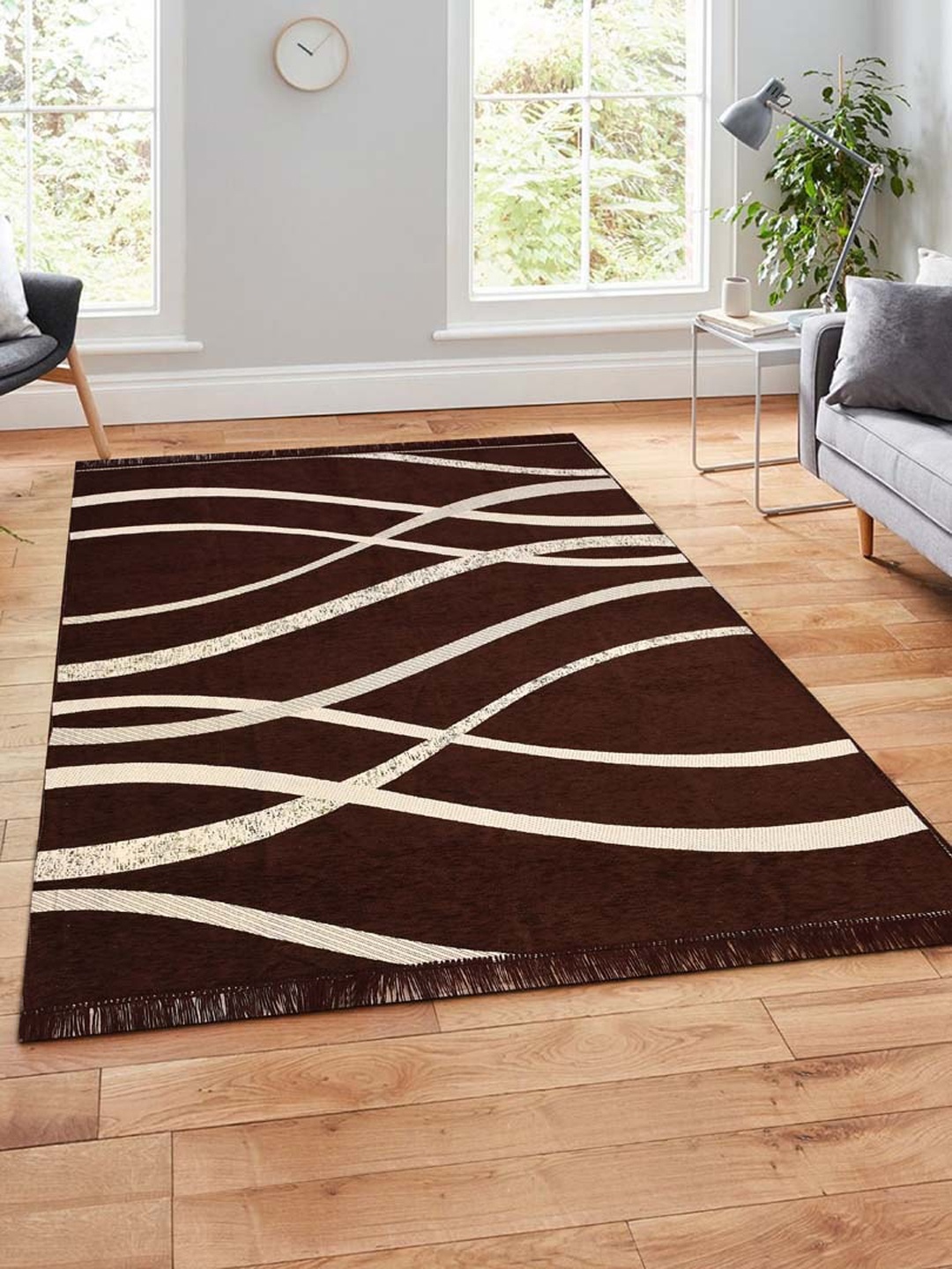 Slushy Mushy Brown Abstract Printed Modern Carpets