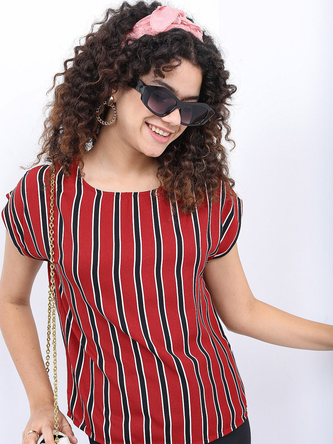 

Tokyo Talkies Women Red Striped Top