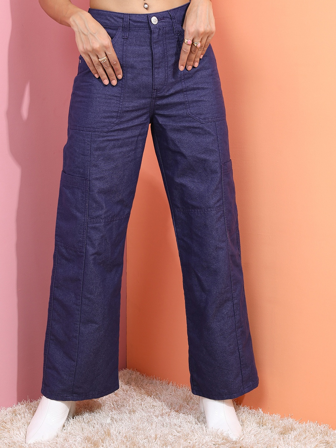

Tokyo Talkies Dad Fit Cropped Jeans, Navy blue