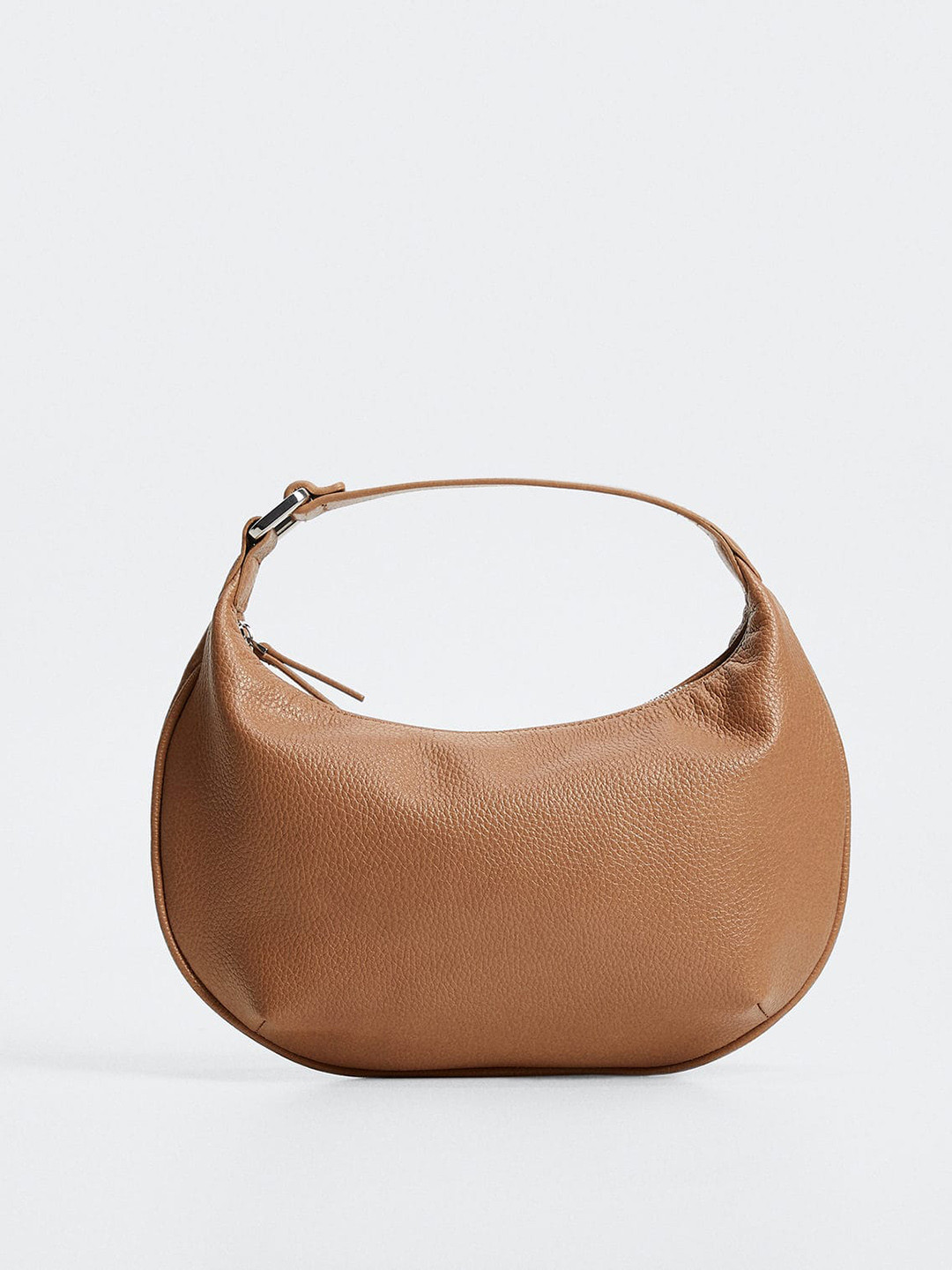 

MANGO Women Tan Brown Solid Half Moon Handheld Bag