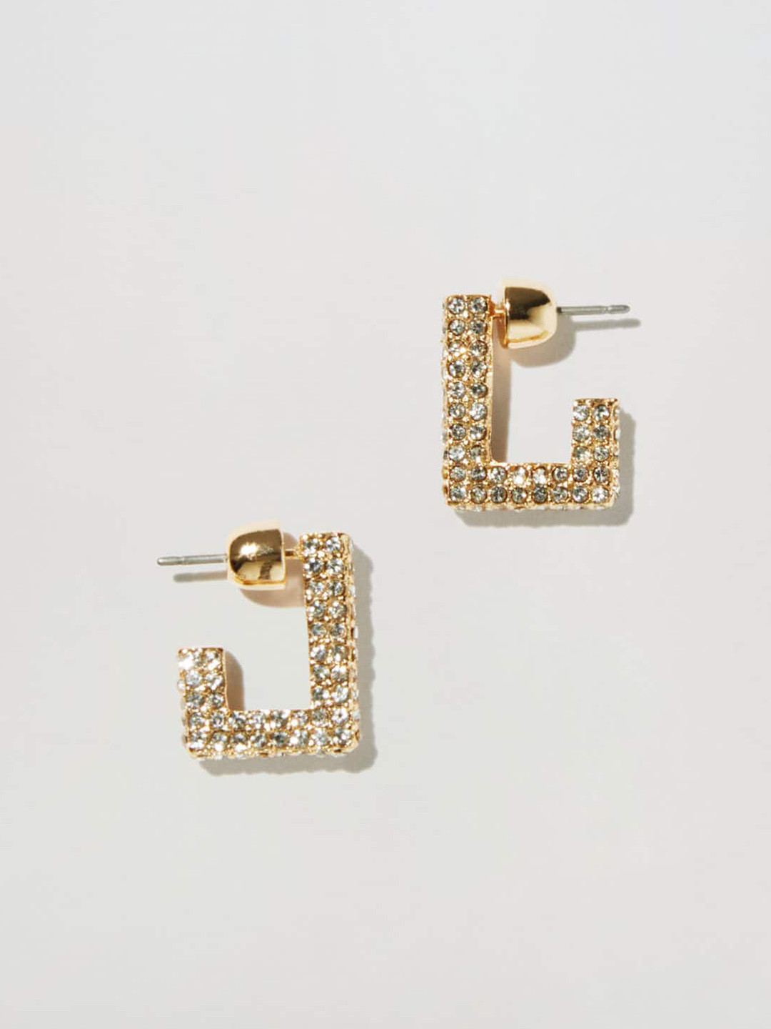 

MANGO Women Gold-Toned & Silver-Toned Square Half Hoop Earrings