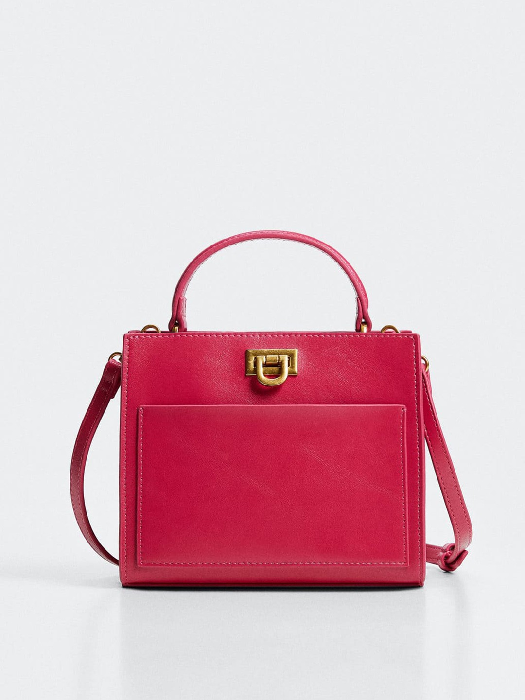 

MANGO Women Pink Solid Structured Handheld Bag