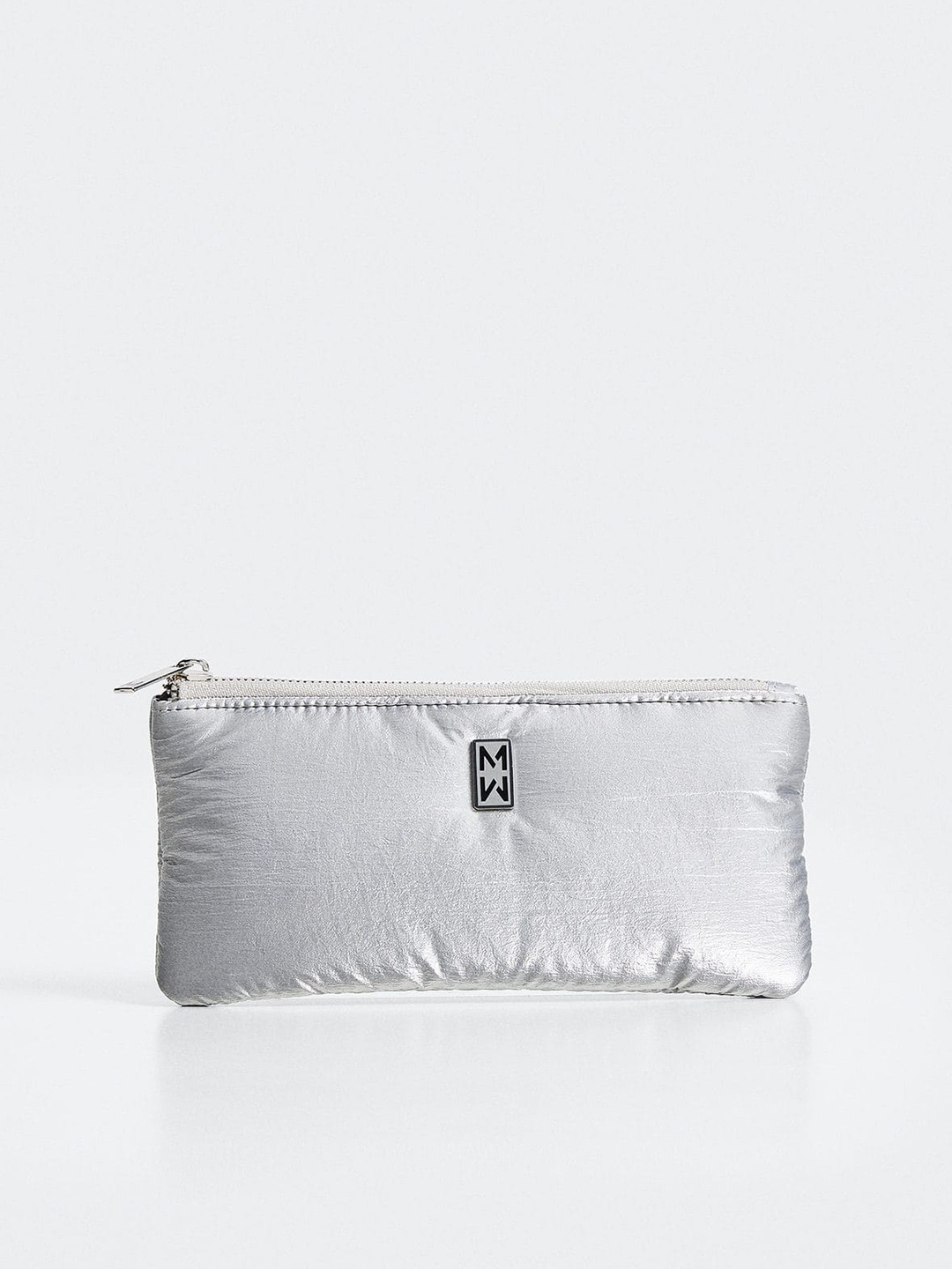 

MANGO Women Silver-Toned Solid Travel Pouch
