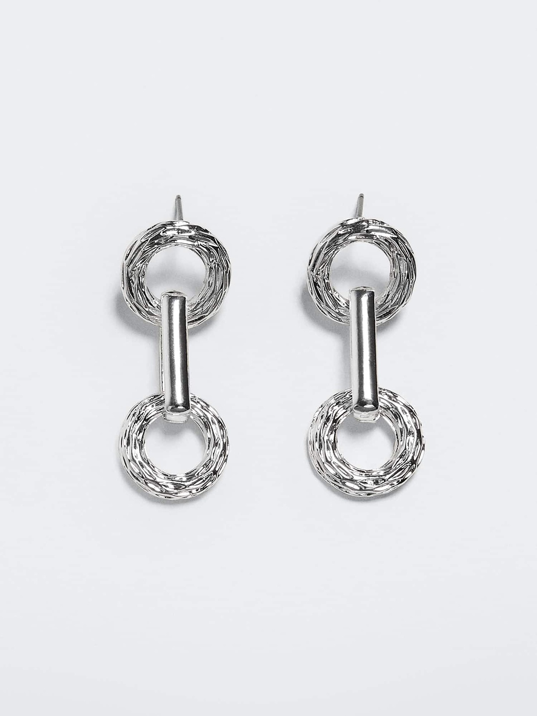 

MANGO Circular Drop Earrings, Silver