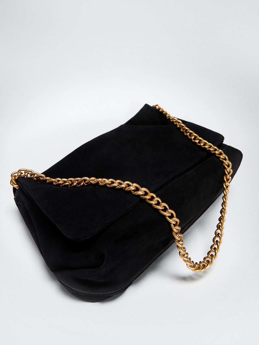 

MANGO Women Black Solid Leather Structured Sling Bag