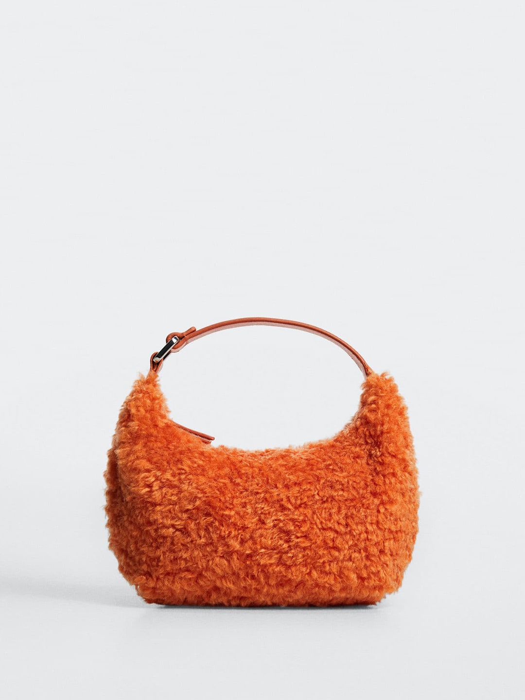 

MANGO Women Orange Solid Structured Handheld Bag with Faux Fur