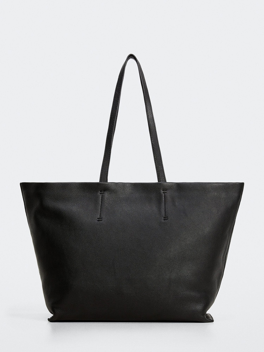 

MANGO Women Black Solid Leather Structured Shoulder Bag
