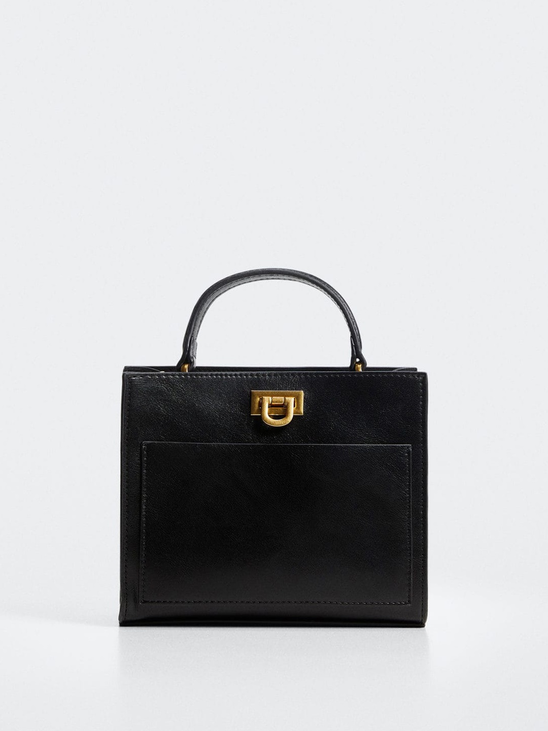 

MANGO Women Black Solid Structured Handheld Bag