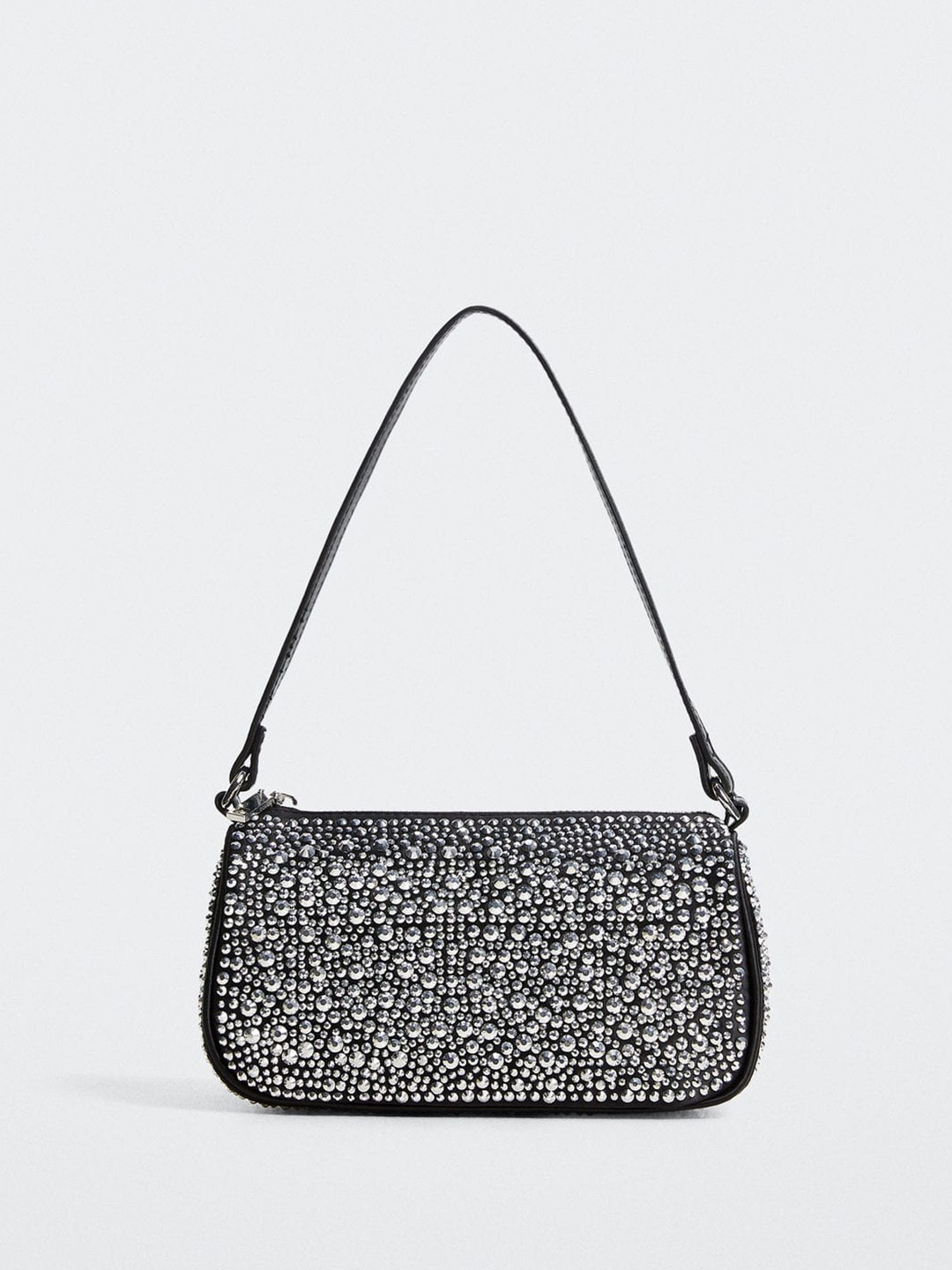 

MANGO Women Black Stone Embellished Handheld Handbags