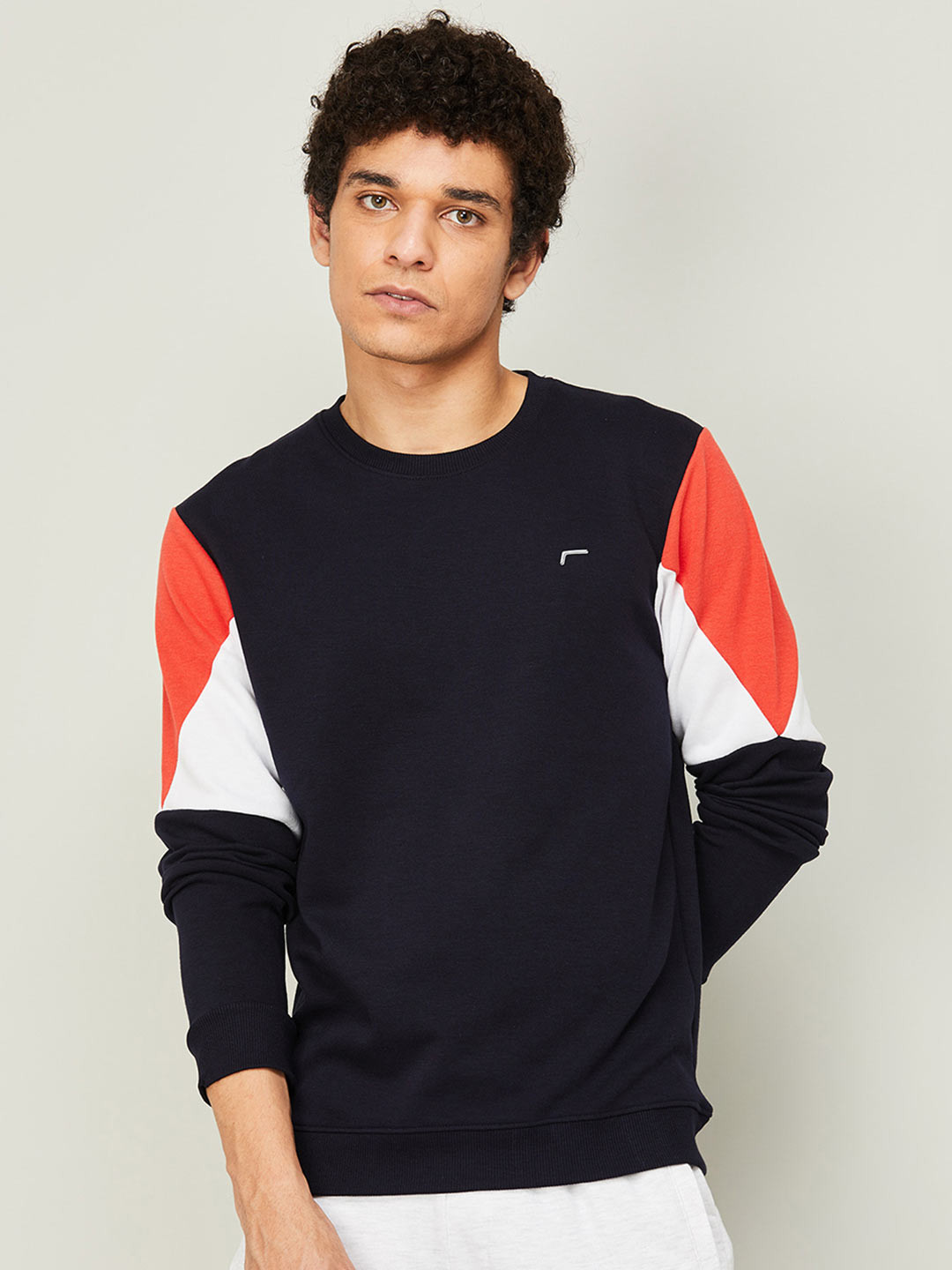 

Fame Forever by Lifestyle Men Colourblocked Cotton Sweatshirt, Navy blue