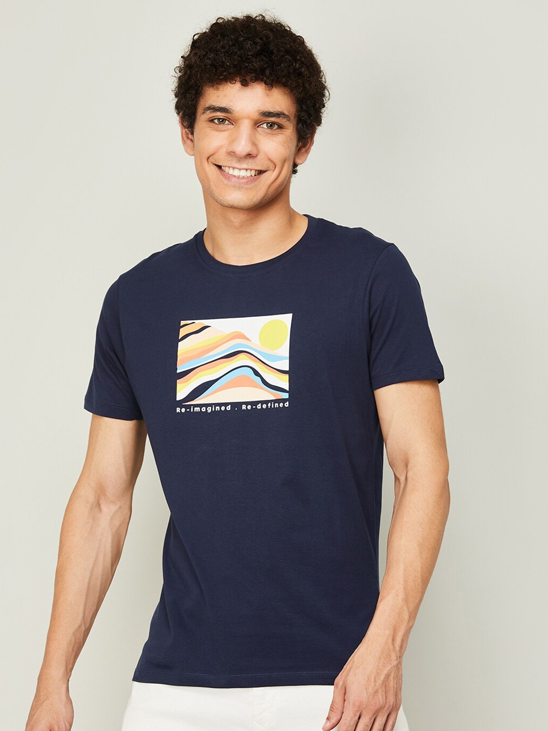 

Fame Forever by Lifestyle Men Navy Blue Graphic Printed Cotton T-shirt