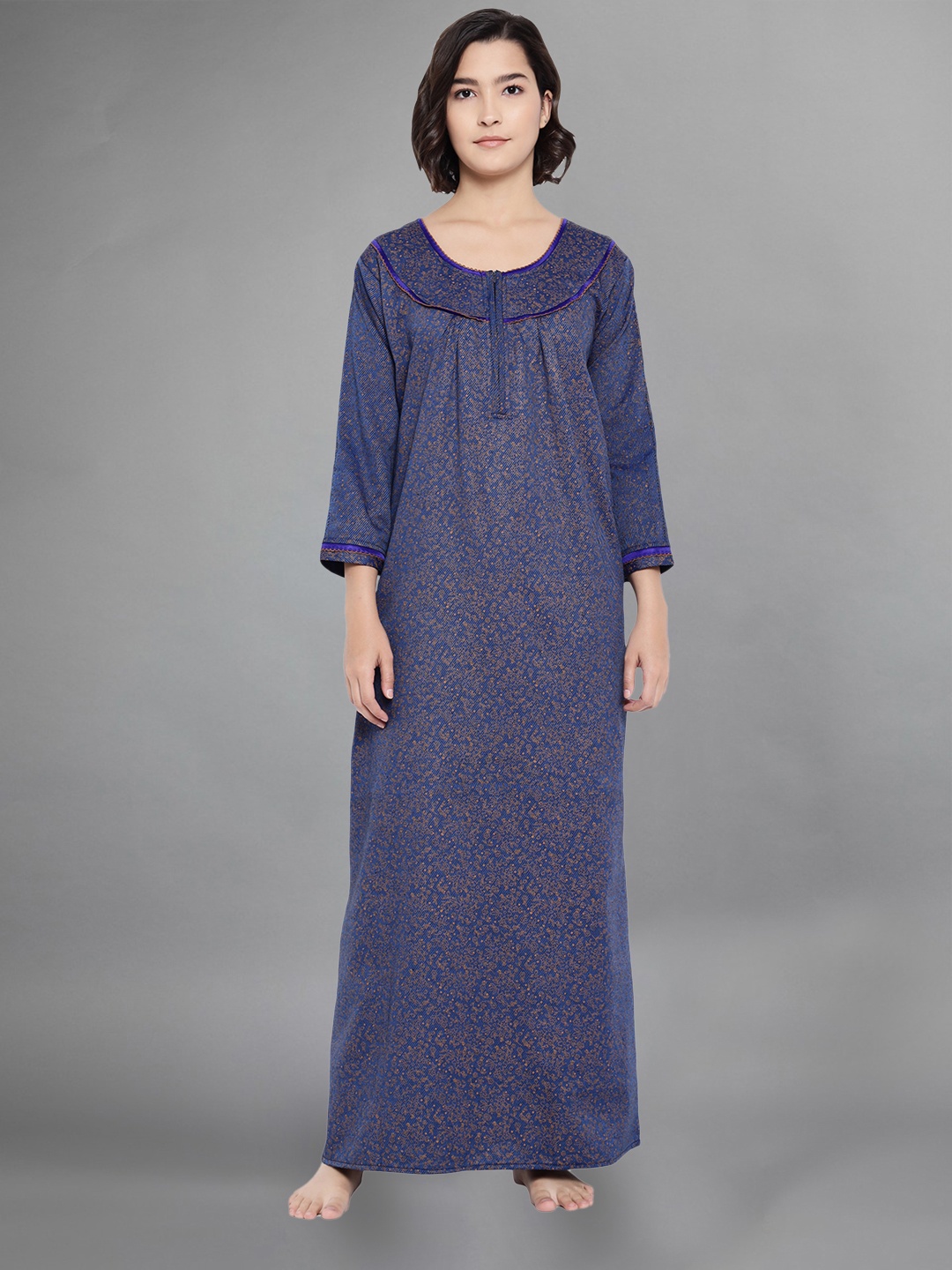 

Shararat Blue Printed Maxi Nightdress