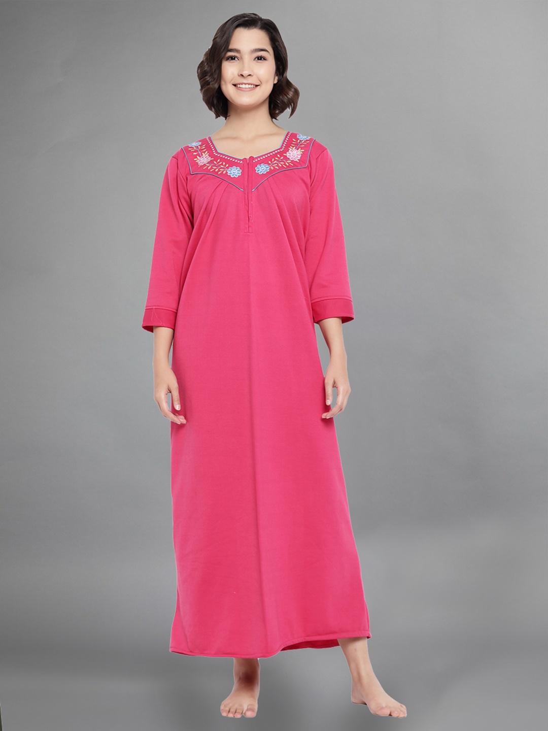 

Shararat Pink Embroidered Maxi Nightdress
