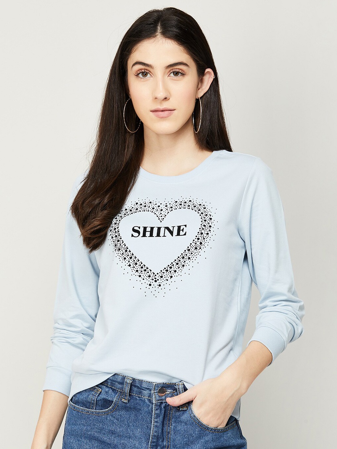 

Fame Forever by Lifestyle Women Blue Printed Cotton Sweatshirt