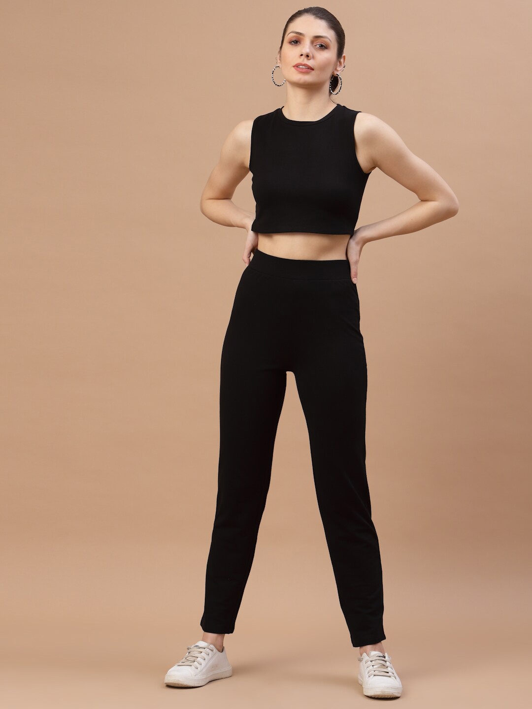 

Strong And Brave Women Solid Odour Free Co-Ords, Black