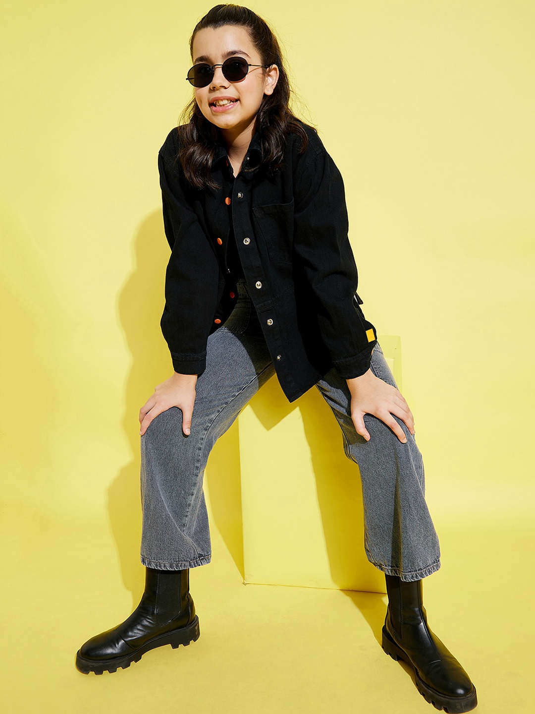 

Noh Voh SASSAFRAS Kids Girls Black Denim Shacket