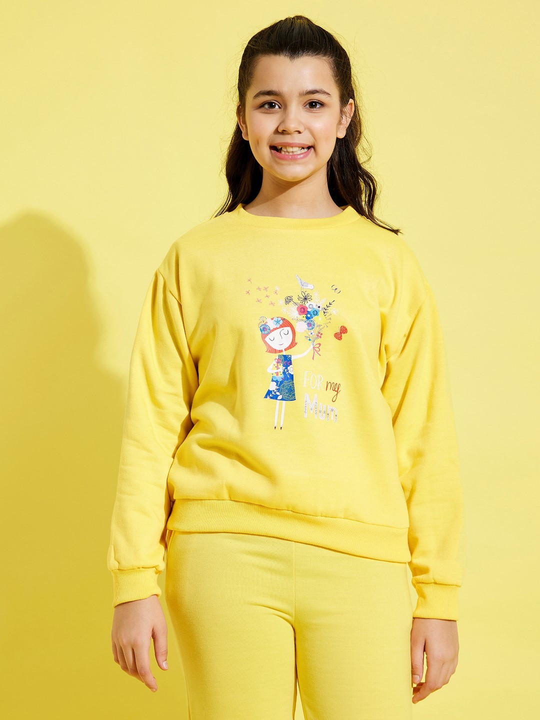 

Noh.Voh - SASSAFRAS Kids Girls Yellow Printed Sweatshirt