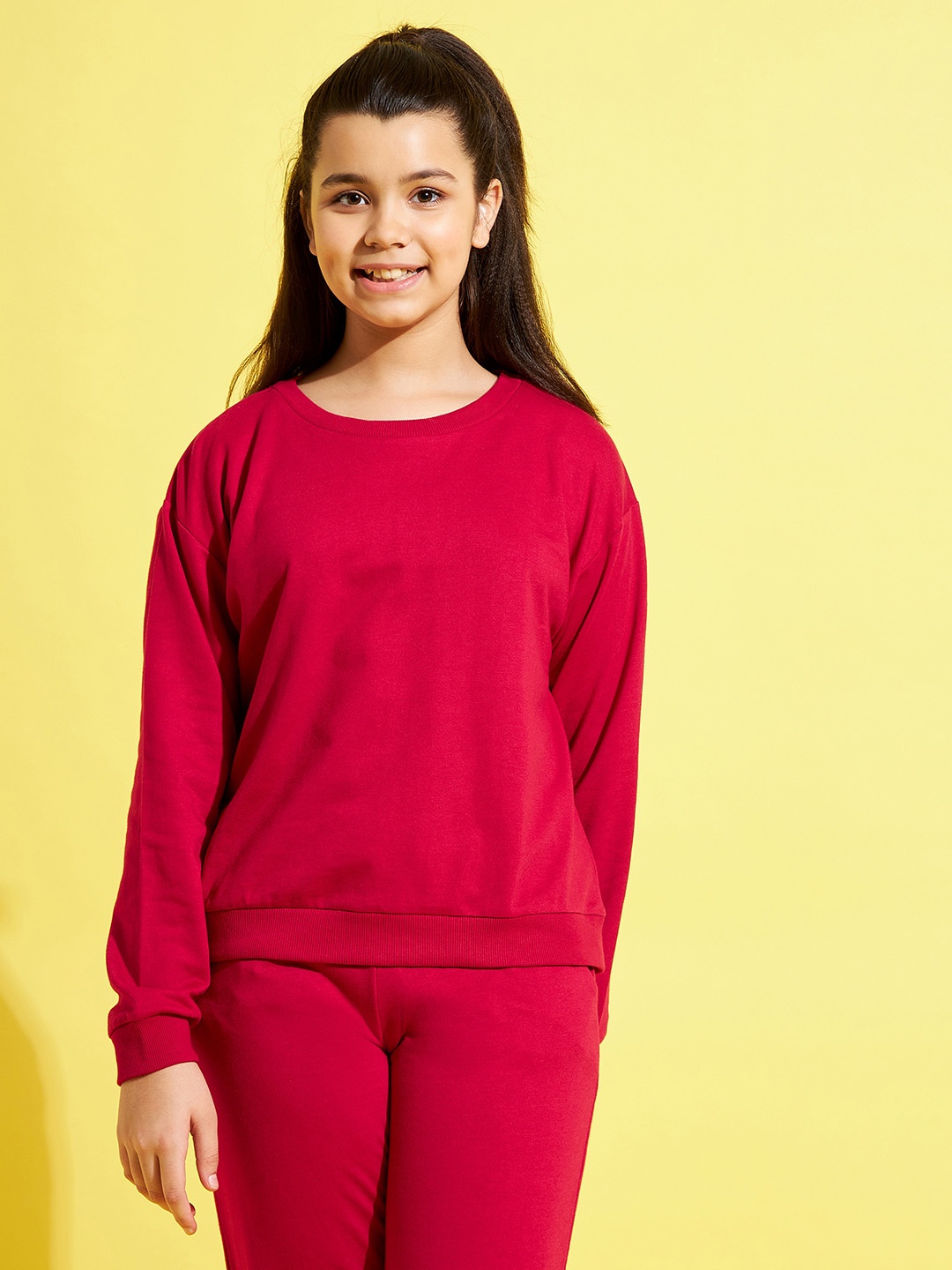 

Noh.Voh - SASSAFRAS Kids Girls Round Neck Sweatshirt, Fuchsia