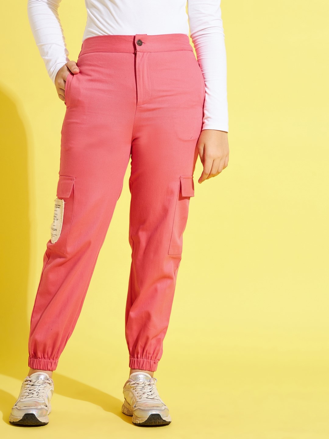 

Noh.Voh - SASSAFRAS Kids Girls Pink Solid Pure Cotton Joggers