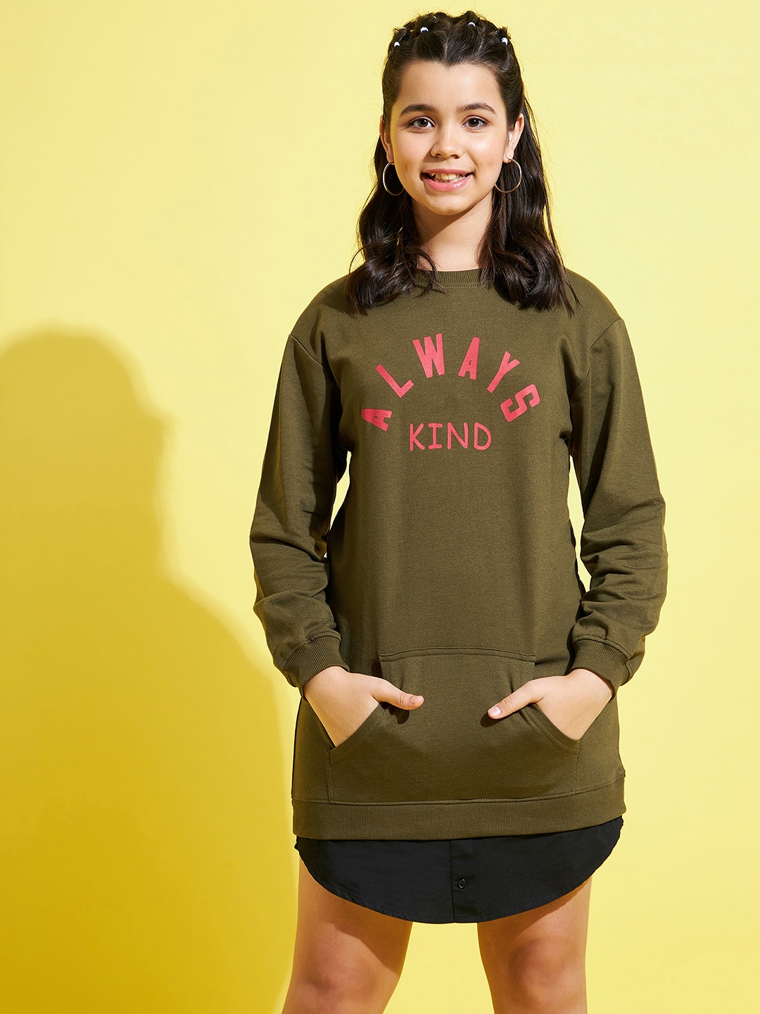 

Noh.Voh - SASSAFRAS Kids Girls Olive Green T-shirt Dress