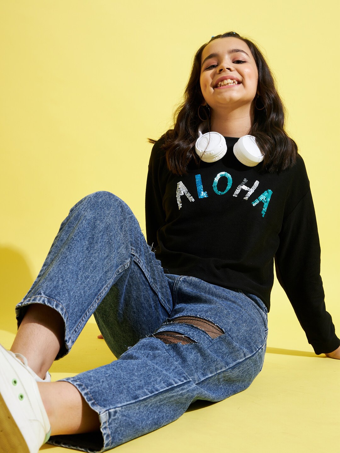 

Noh.Voh - SASSAFRAS Kids Girls Printed Sweatshirt, Black