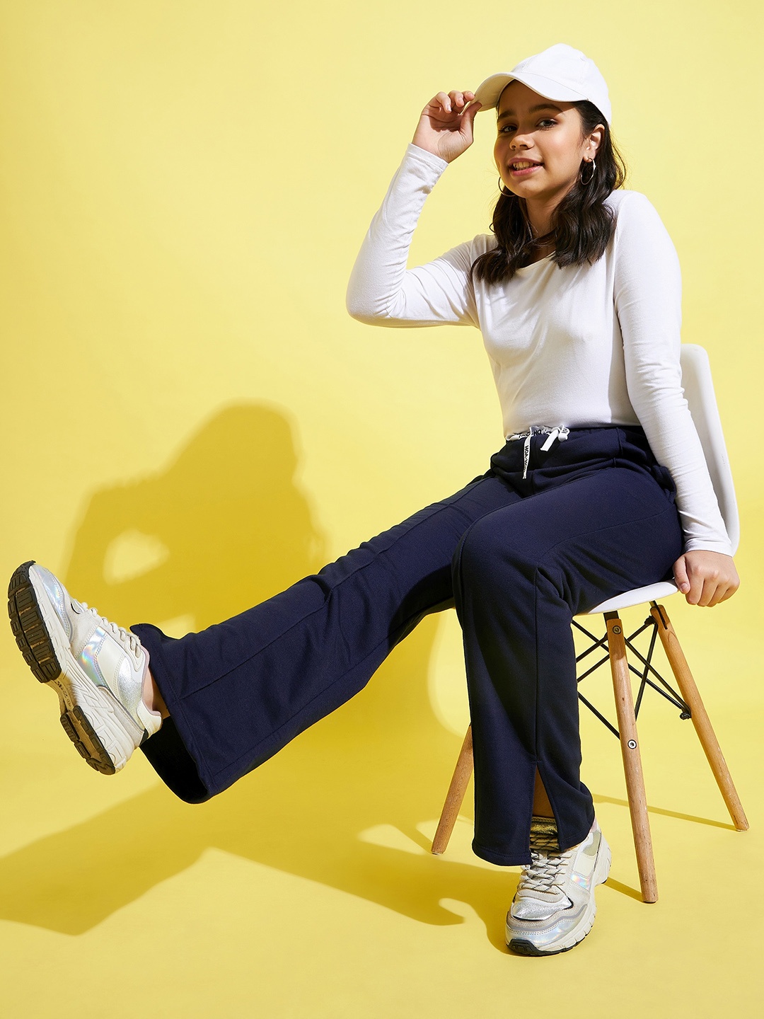 

Noh.Voh - SASSAFRAS Kids Girls Navy Blue Solid Track Pants