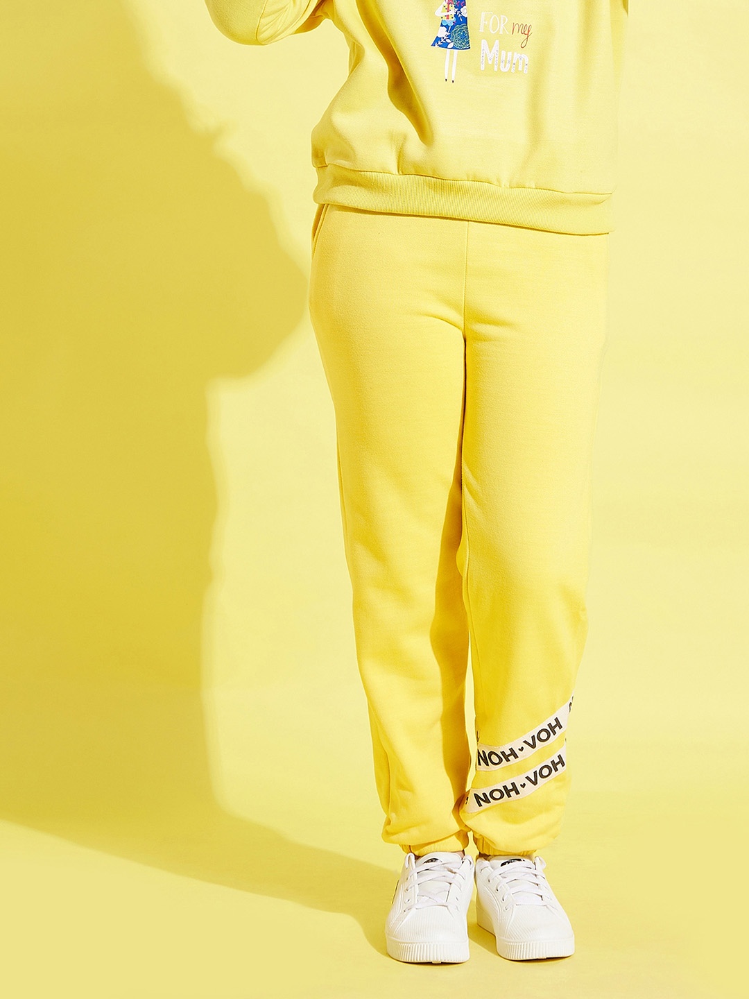 

Noh.Voh - SASSAFRAS Kids Girls Yellow Solid Joggers