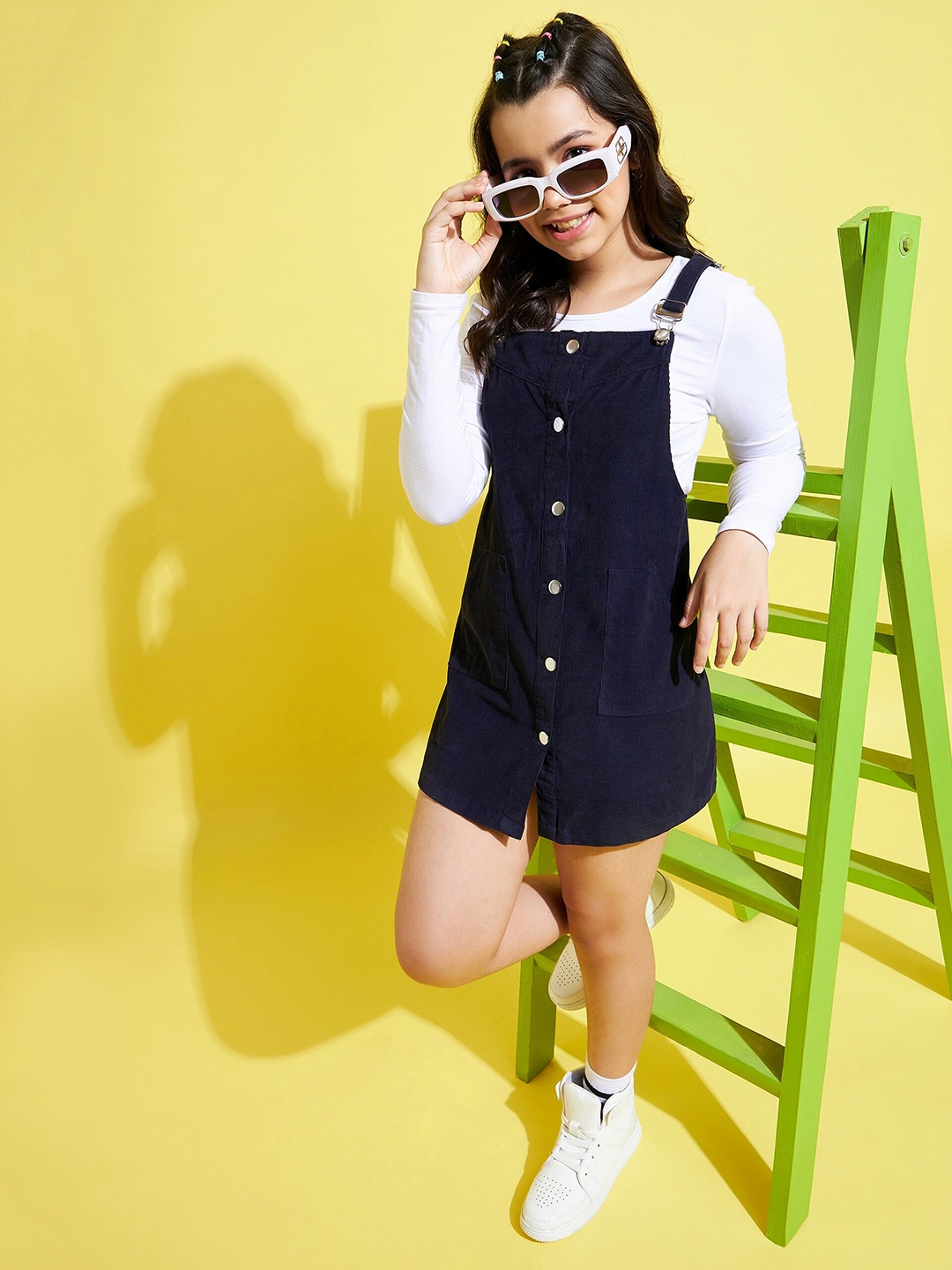 

Noh Voh - SASSAFRAS Kids Girls Navy Blue Pinafore Cotton Dress