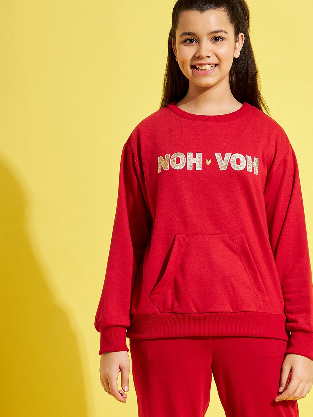 

Noh.Voh - SASSAFRAS Kids Girls Red Printed Sweatshirt