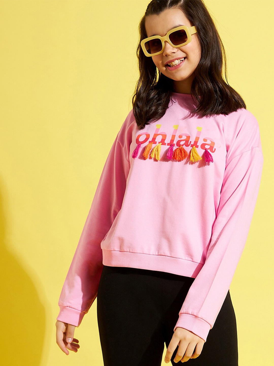 

Noh.Voh - SASSAFRAS Kids Girls Pink Printed Sweatshirt