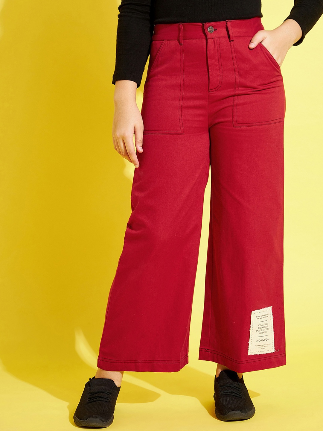 

Noh.Voh - SASSAFRAS Kids Kids Girls Red Cotton Comfort Trousers