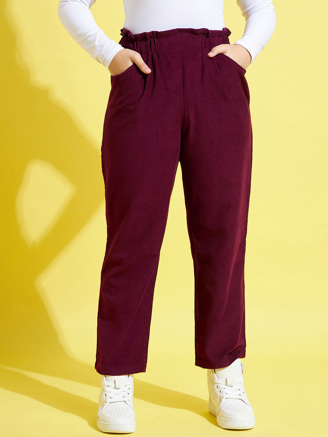 

Noh Voh - SASSAFRAS Kids Girls Burgundy Cotton Comfort Trousers