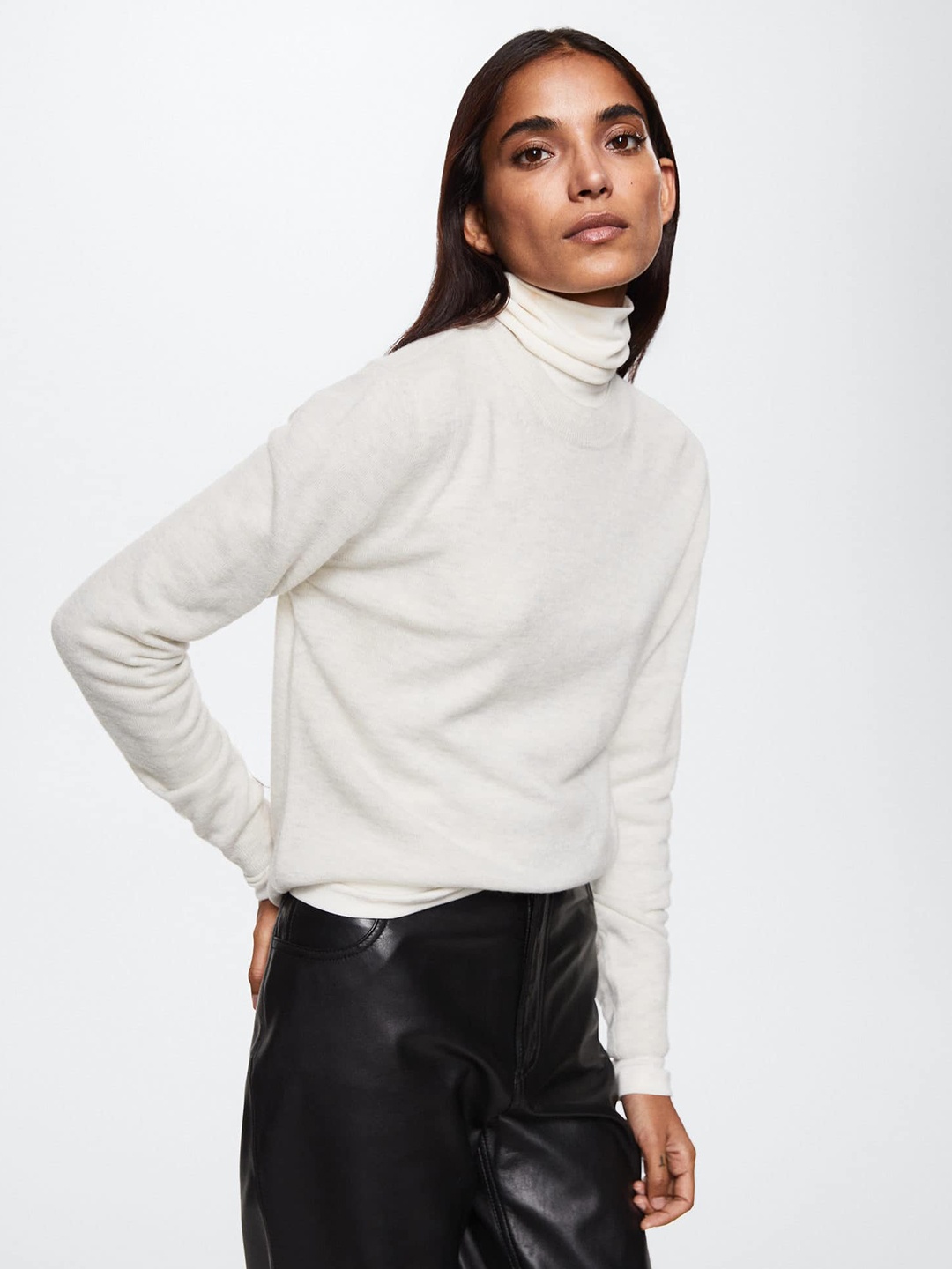 

MANGO Women Ice Grey Turtle Neck Sustainable Pullover