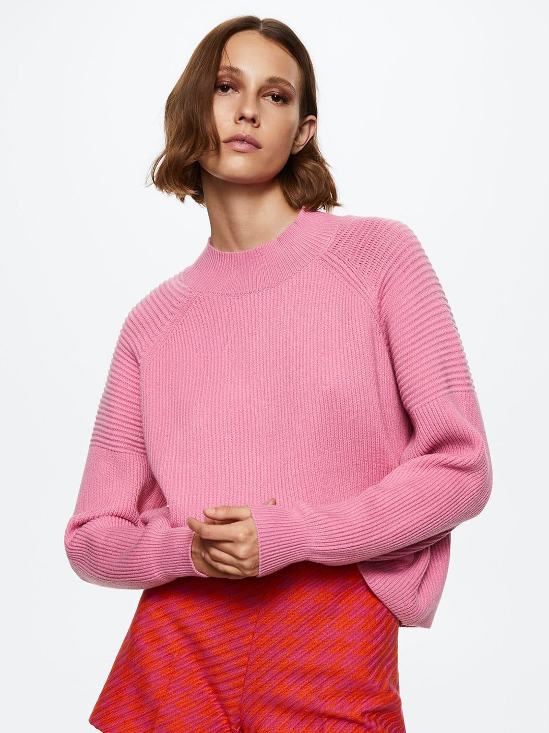 

MANGO Women Pink Fine Knit Sustainable Pullover