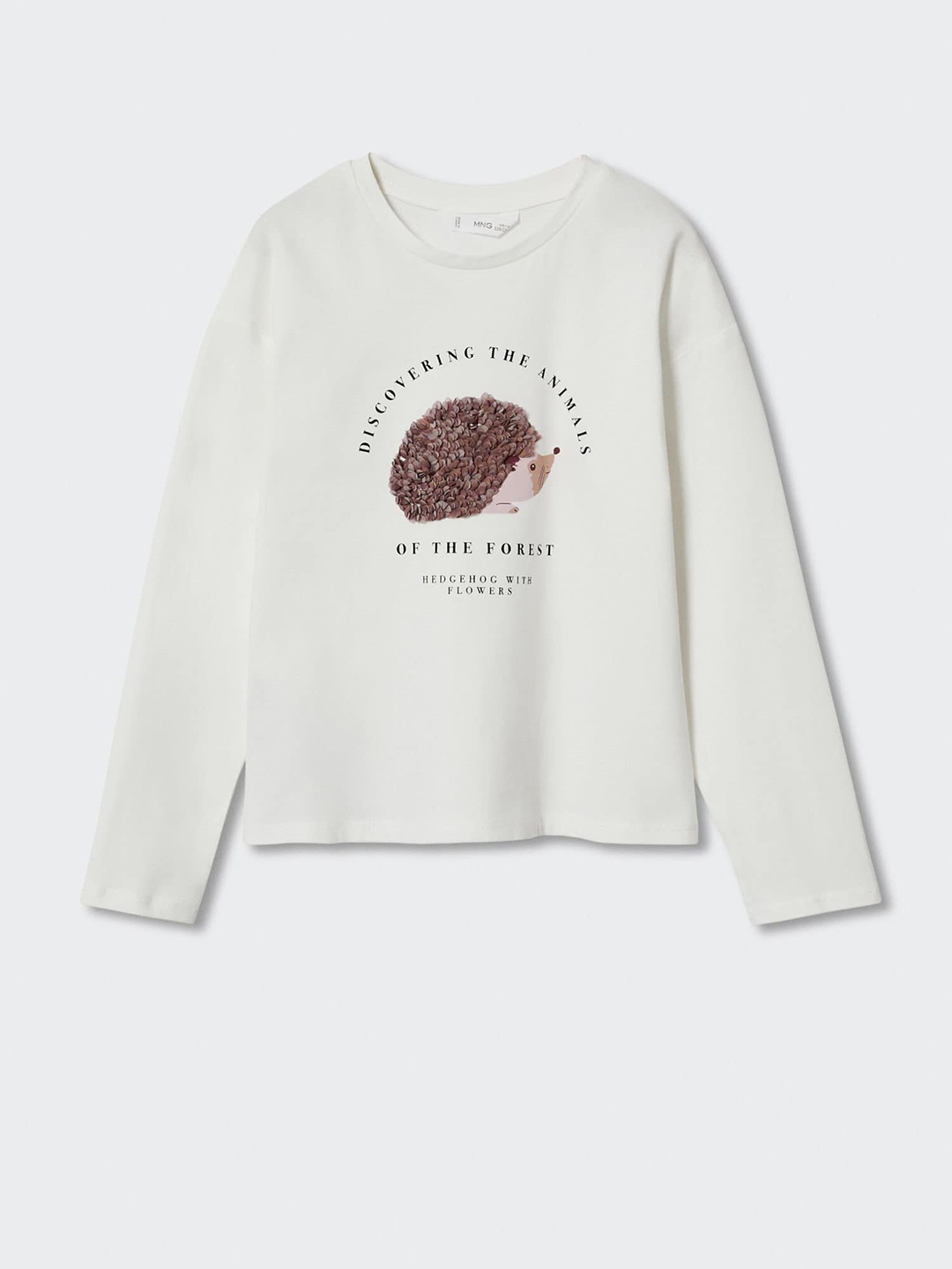 

Mango Kids Girls Pure Cotton Typography Printed Applique T-shirt, White