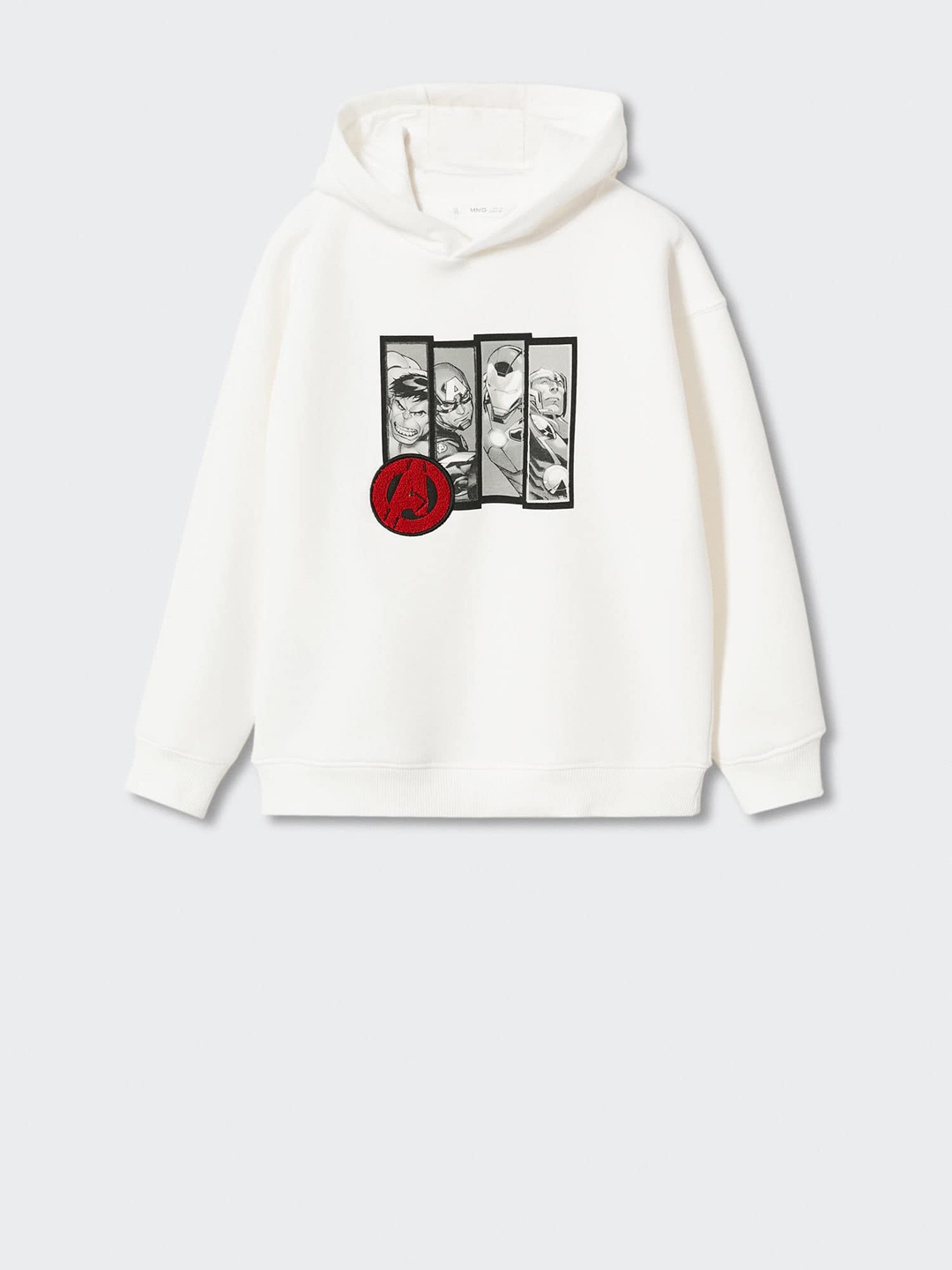 

Mango Kids Boys Avengers Print Sustainable Hooded Sweatshirt, White