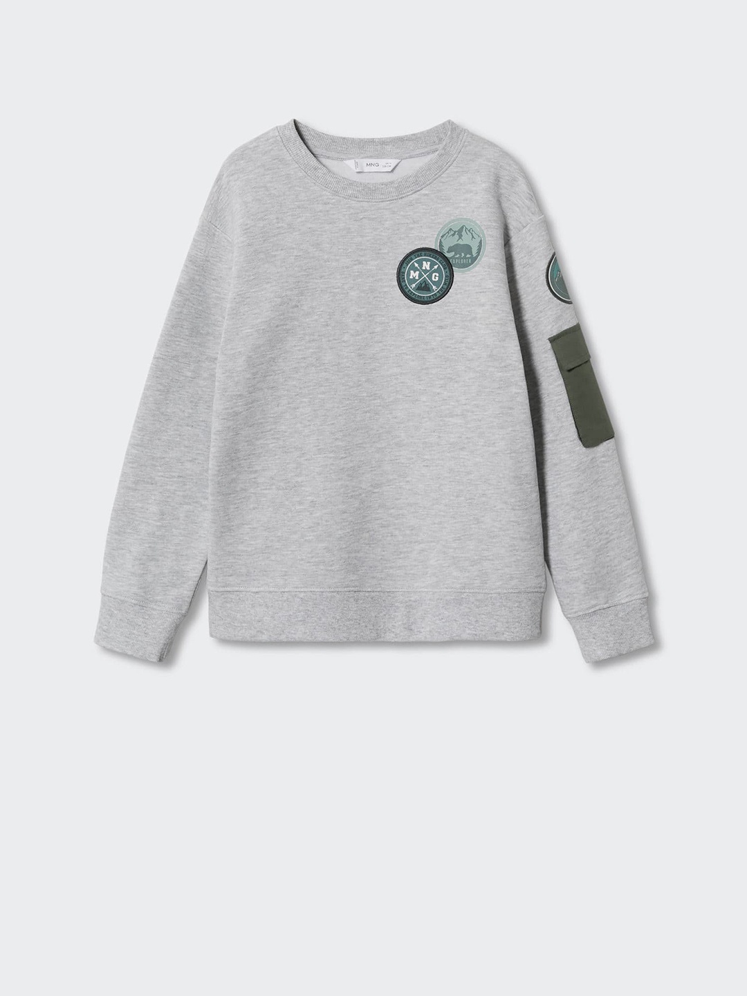 

Mango Kids Boys Sustainable Sweatshirt With Printed Detail, Grey melange