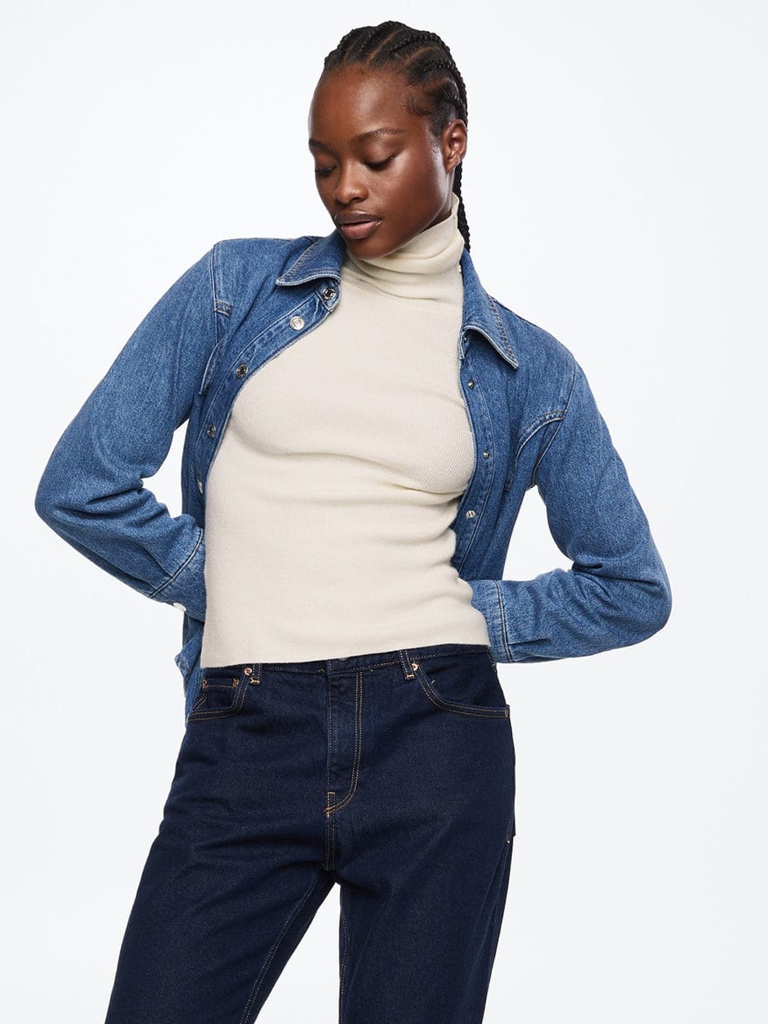 

MANGO Women Off White Ribbed Sustainable Pullover