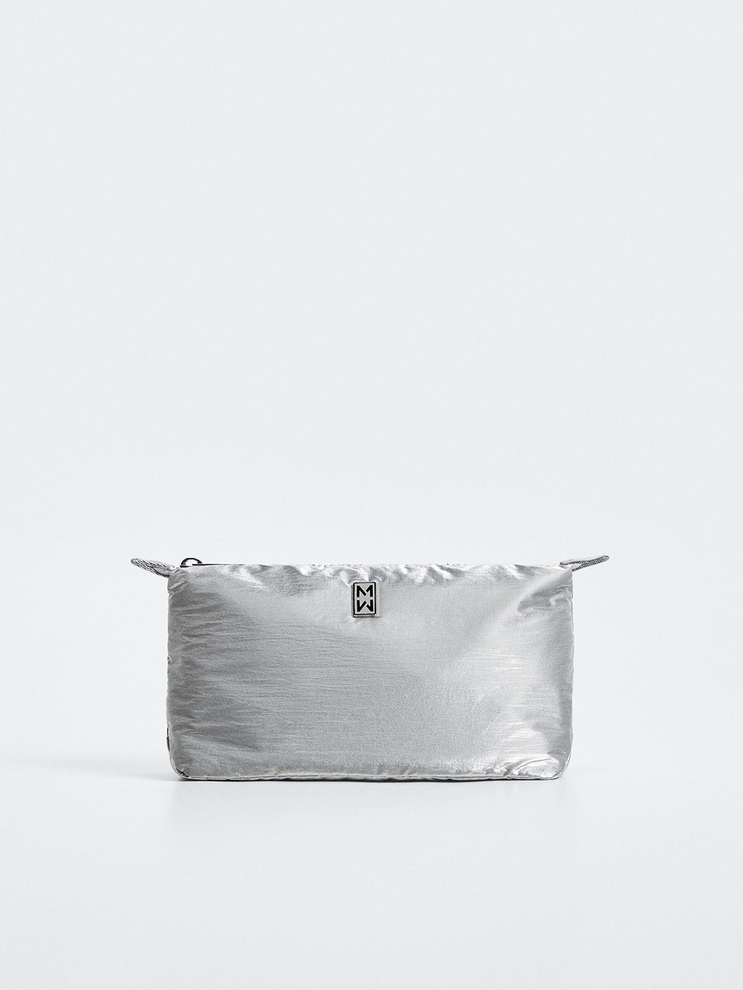 

MANGO Women Silver-Toned Solid Travel Pouch