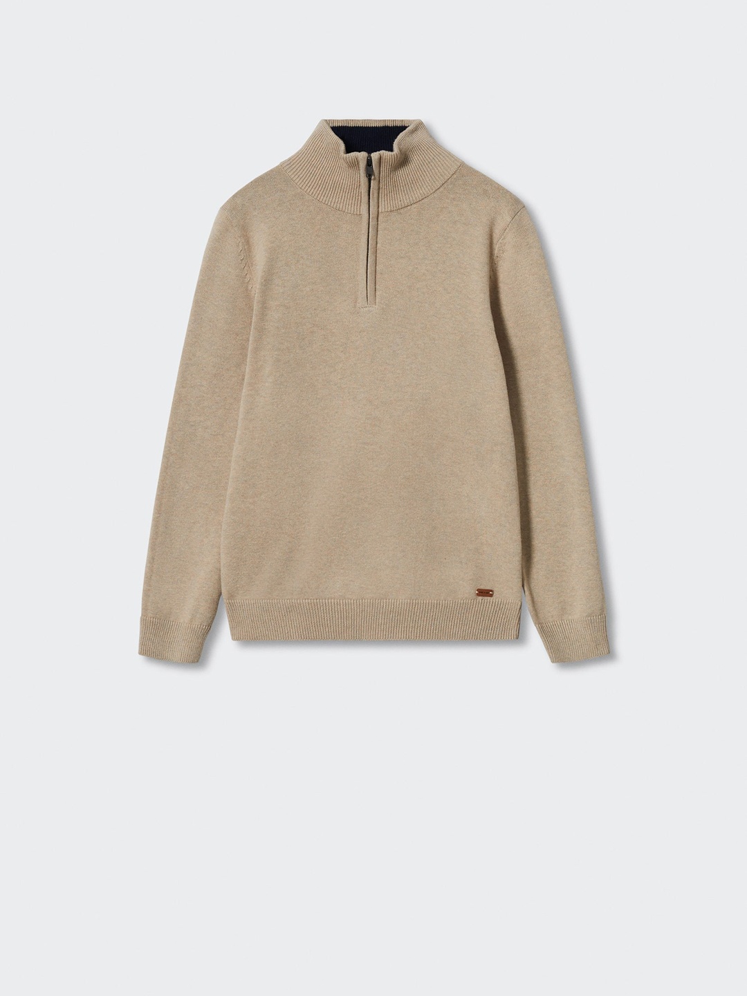 

Mango Kids Boys Mock Collar Sustainable Pullover, Beige