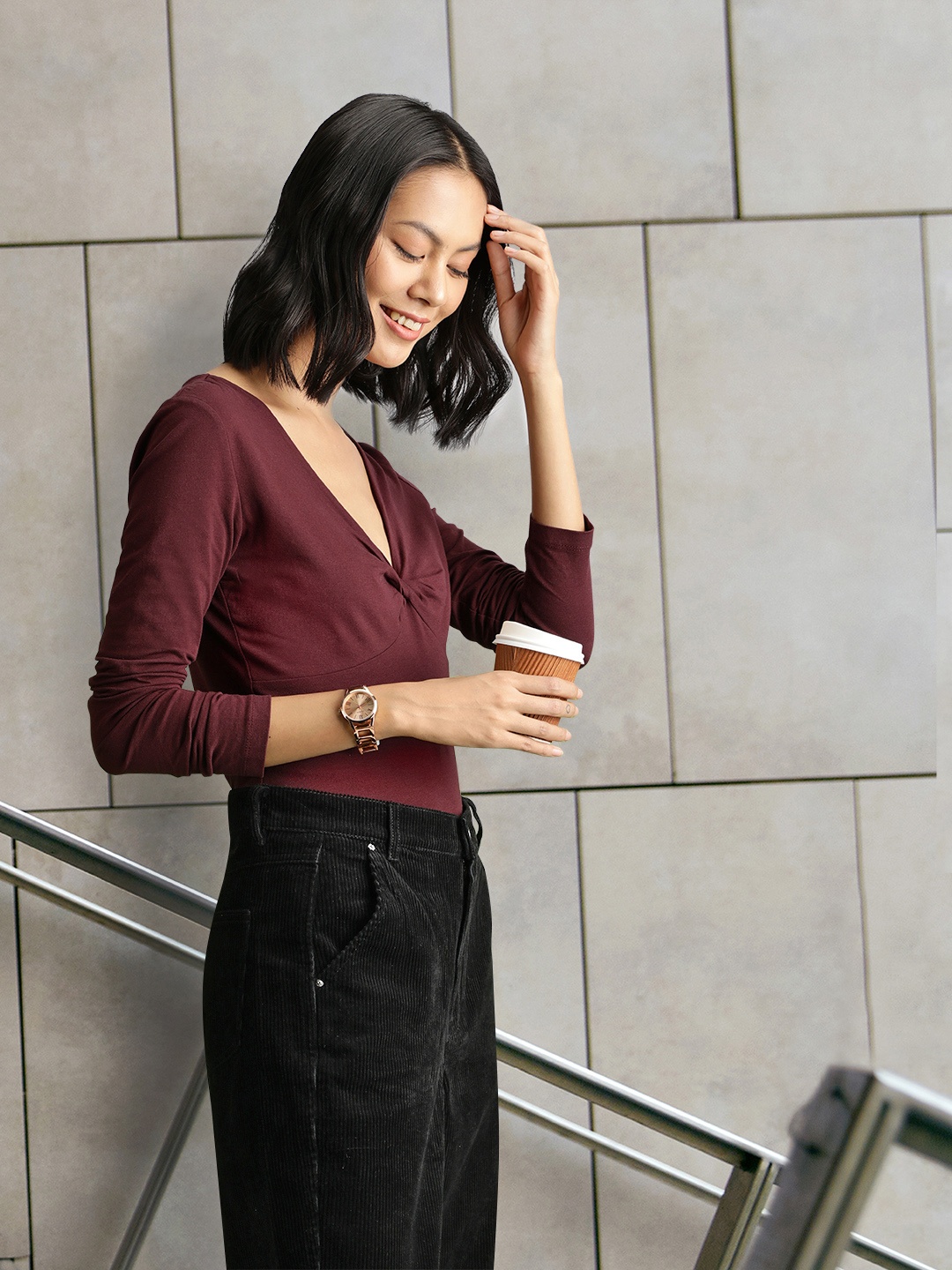 

MANGO Maroon Sustainable Twisted Top