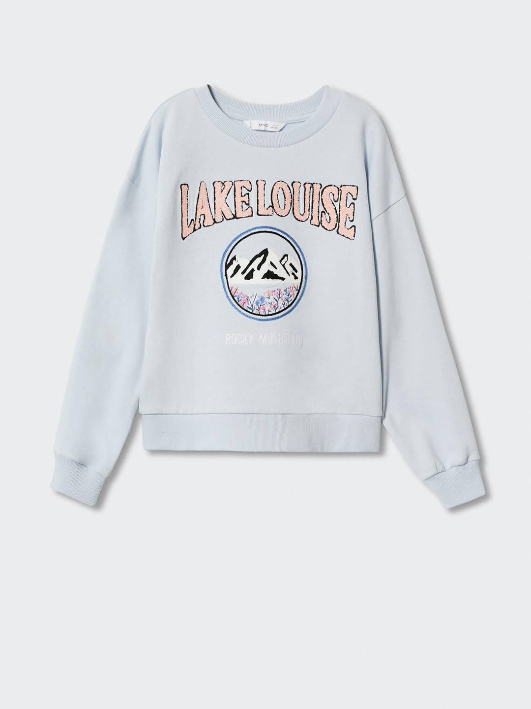 

Mango Kids Girls Pure Cotton Embroidered Sustainable Sweatshirt, Blue