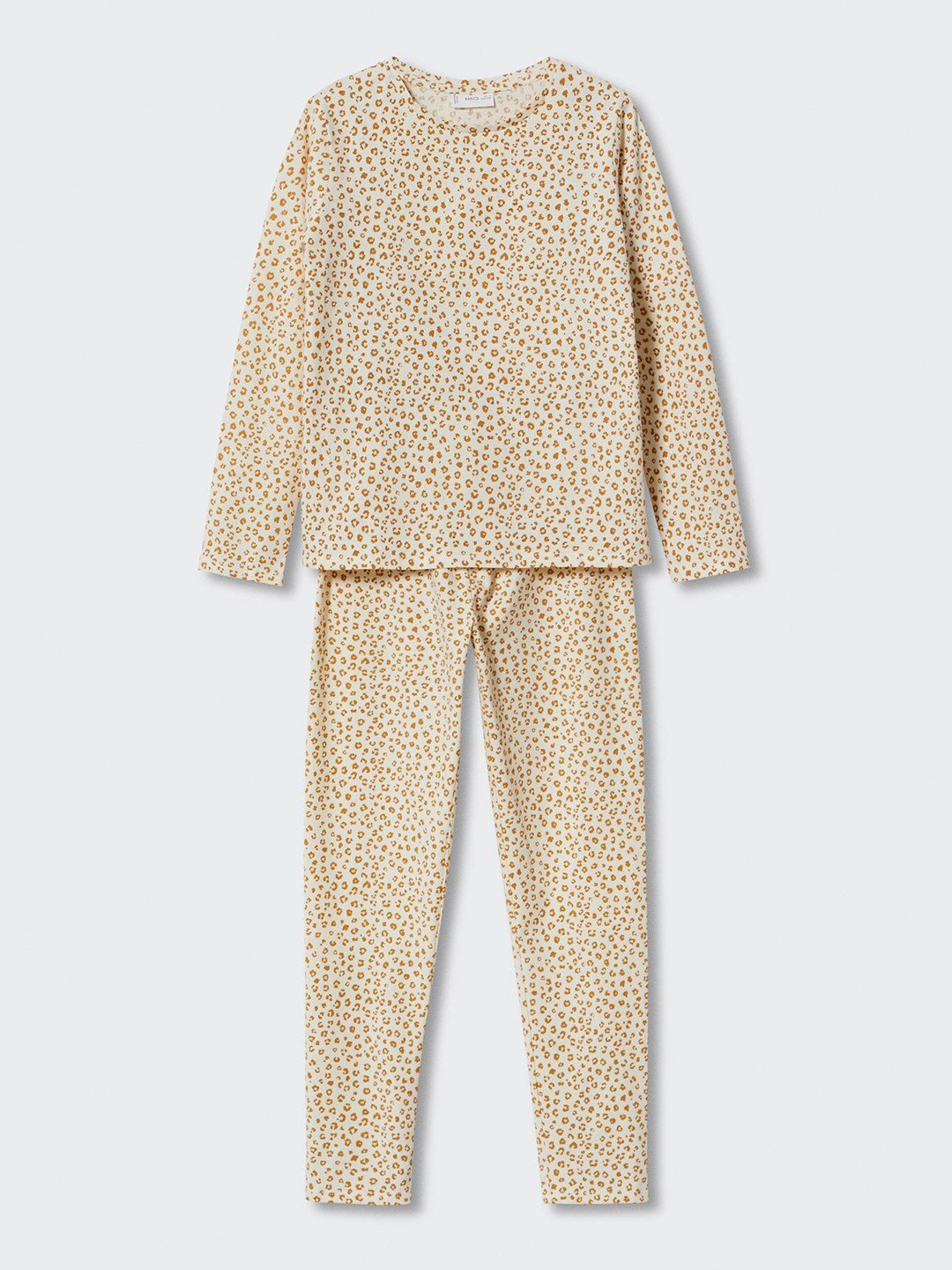 

Mango Kids Girls Leopard Printed T-shirt with Pyjamas, Yellow