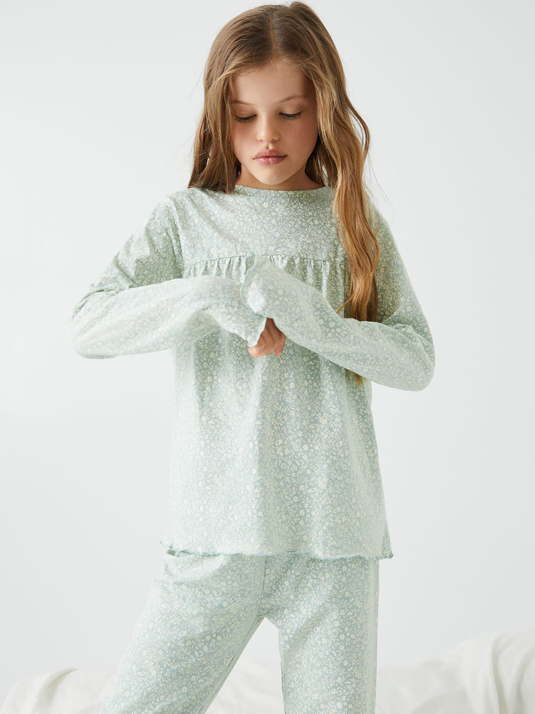 

Mango Kids Girls Printed Pyjama Set, Green
