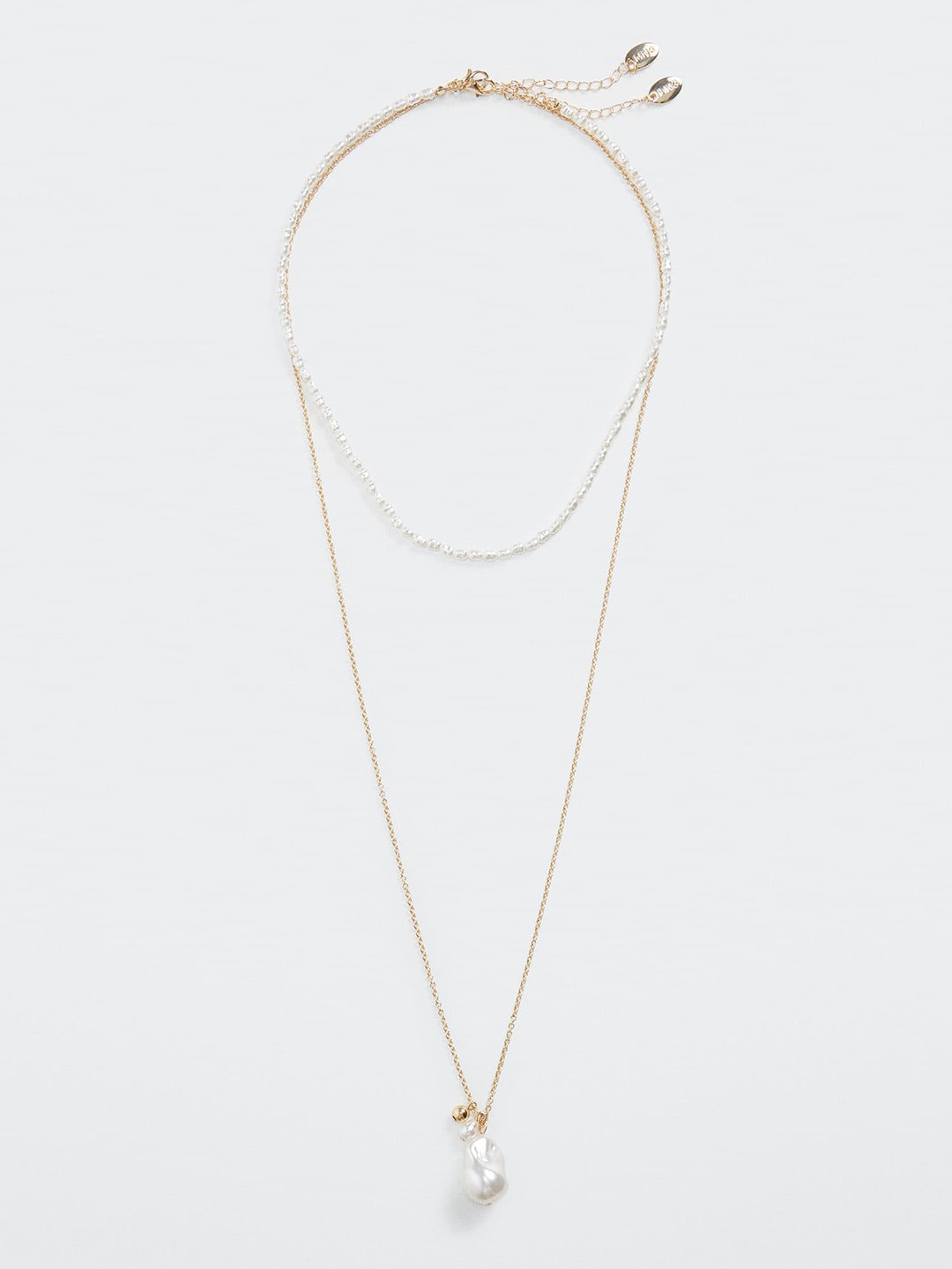 

MANGO Pack of 2 Beaded Necklace, Off white