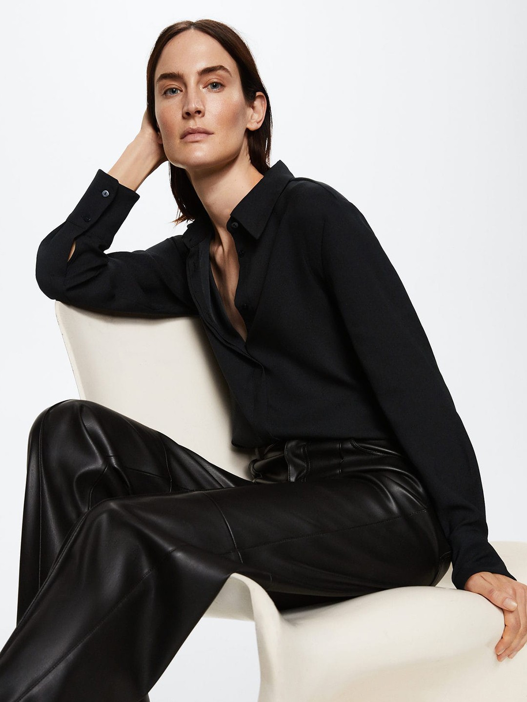 

MANGO Women Black Casual Sustainable Shirt