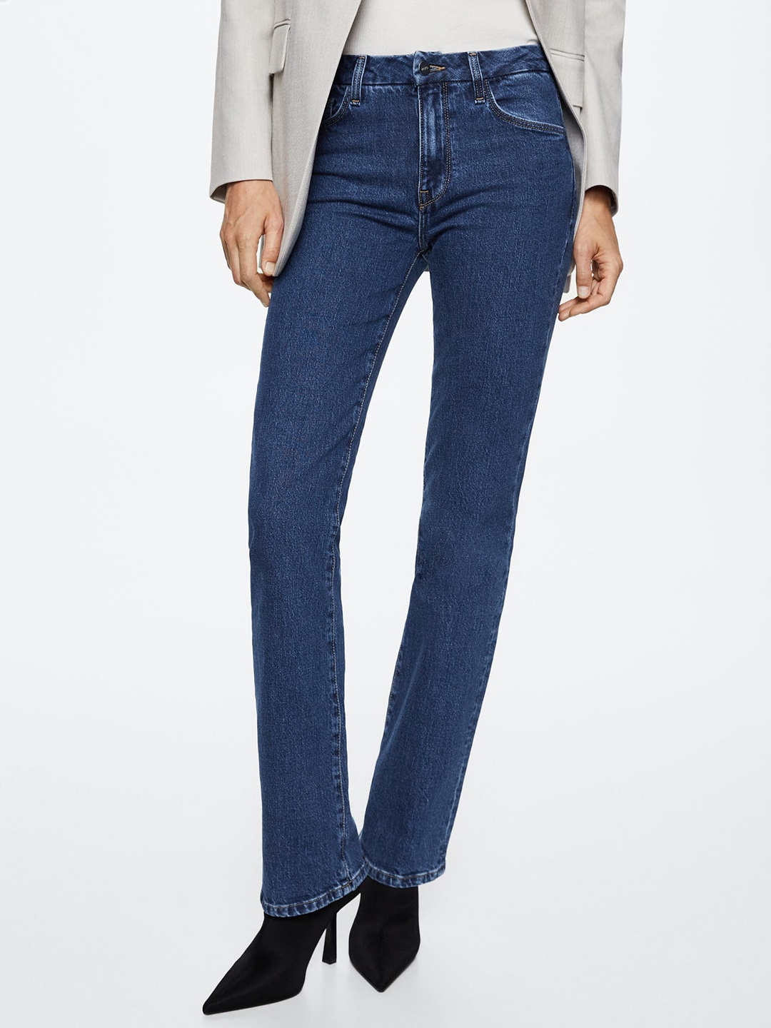 

MANGO Blue Straight Fit Jeans
