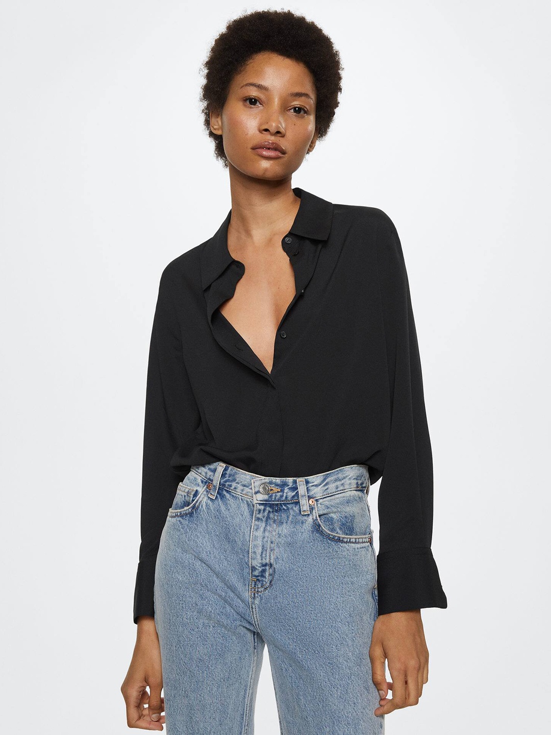 

MANGO Women Black Casual Sustainable Shirt