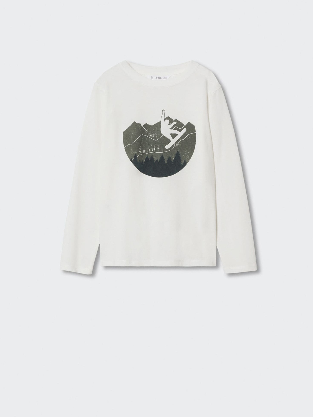 

Mango Kids Boys Graphic Printed Pure Cotton Sustainable T-shirt, White