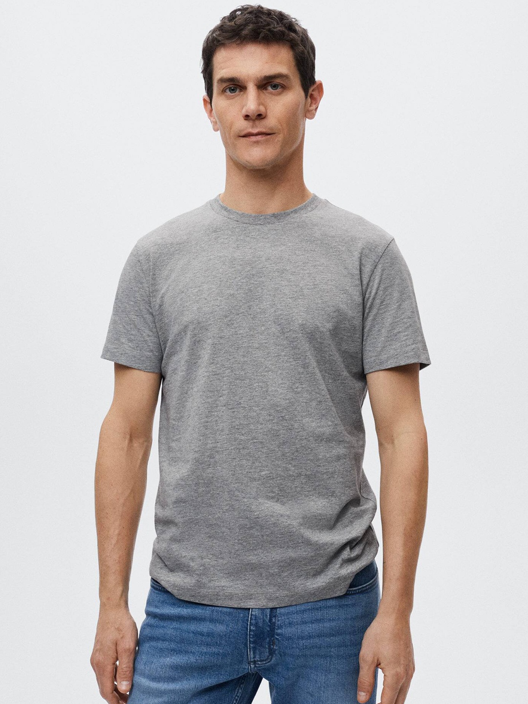 

MANGO MAN Sustainable Cotton Basic T-shirt, Grey melange